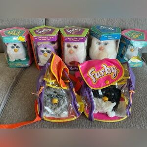 Lot of 5 Furby Dolls in Original Boxes, 2 used w/o boxes, + a Cabbage Patch